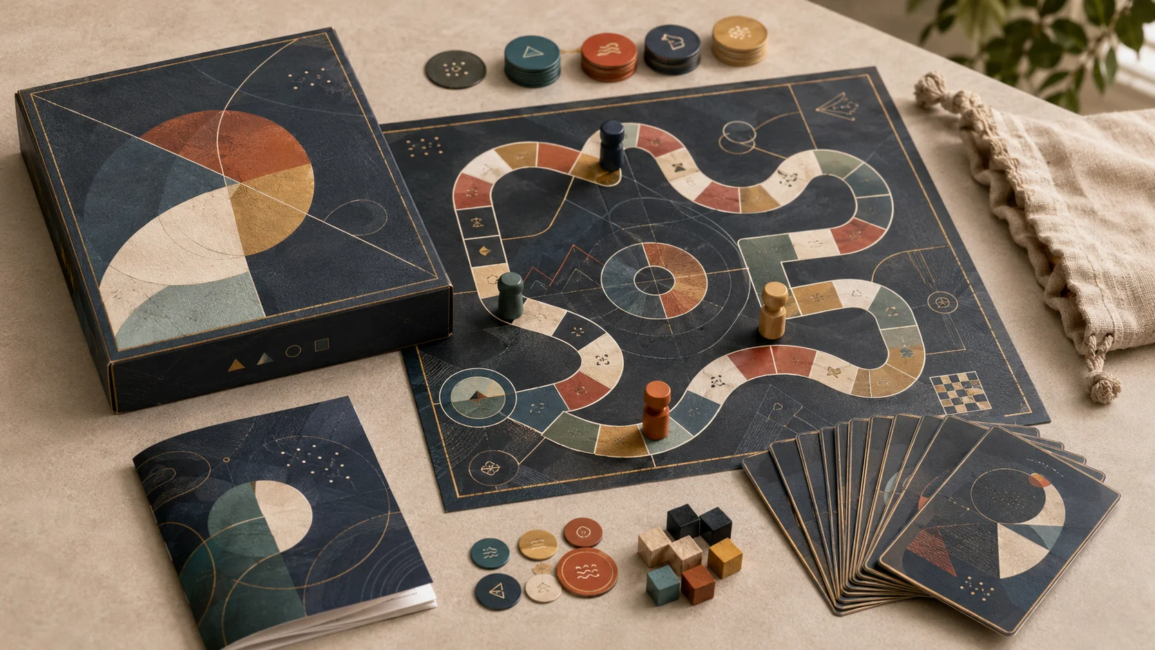 Брендированная настольная игра в сборе: коробка, поле, карты и жетоны