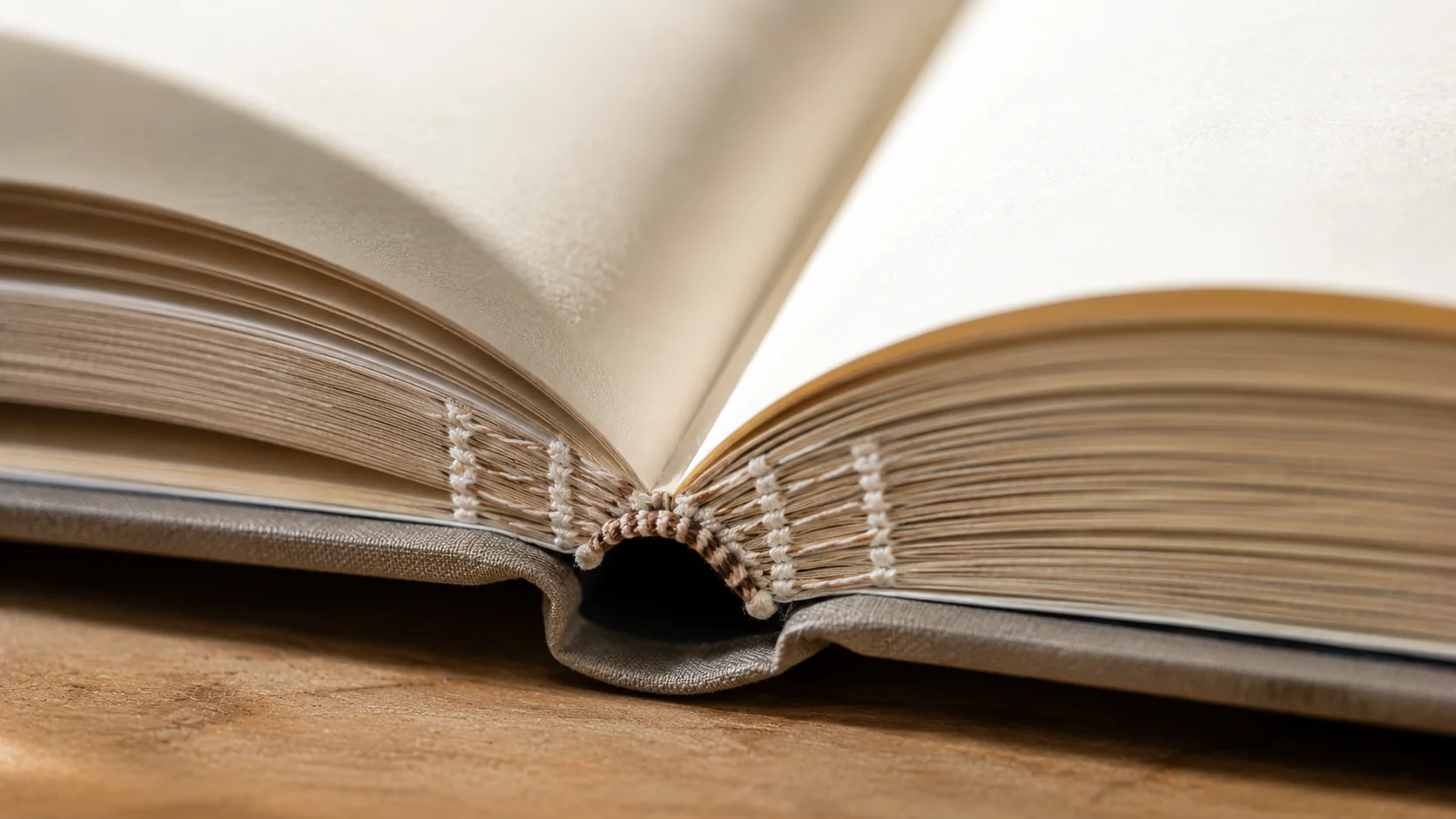Открытый книжный блок с шитьём нитками